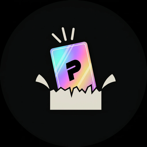 Pullrate Logo: Holo-Karte wird aus einem Booster gezogen